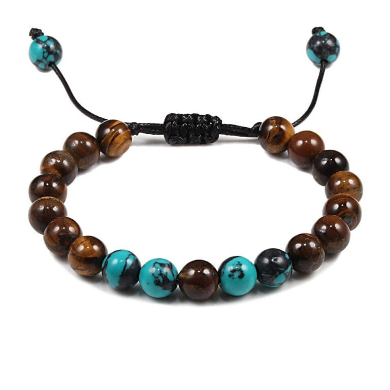 Bracelet Style Boho Homme Avec Pierres Turquoise Ornementales Accessoire Tendance 6
