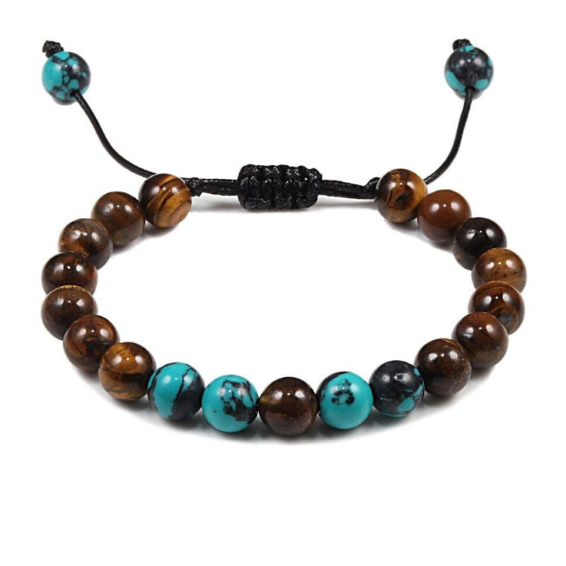 Bracelet Style Boho Homme Avec Pierres Turquoise Ornementales Accessoire Tendance 6