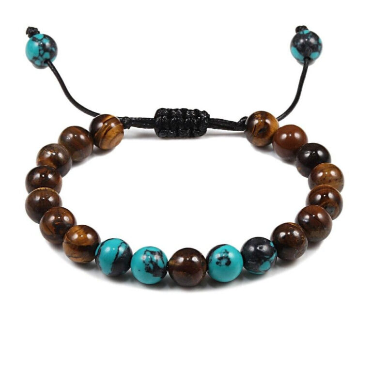 Bracelet Style Boho Homme Avec Pierres Turquoise Ornementales Accessoire Tendance 7