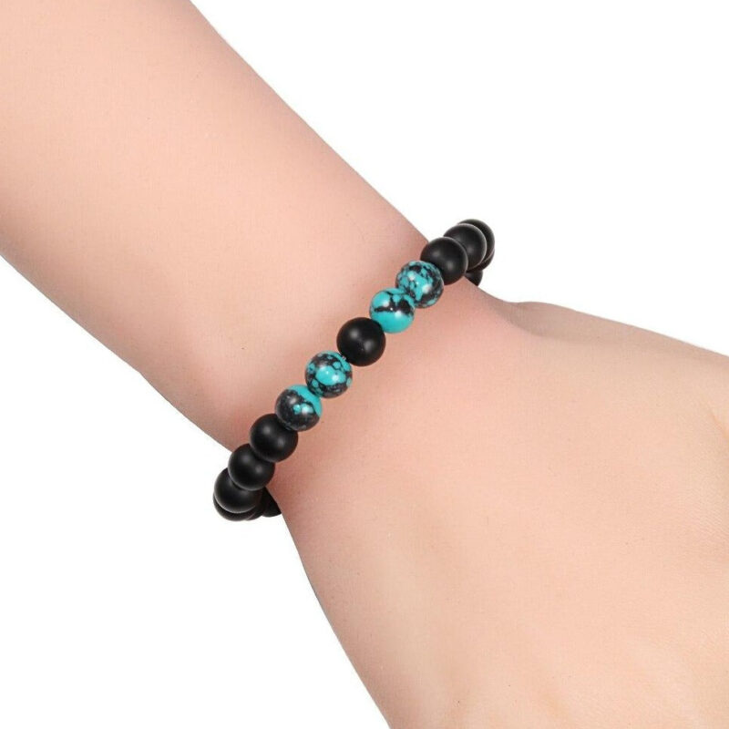 Bracelet Style Boho Homme Avec Pierres Turquoise Ornementales Accessoire Tendance