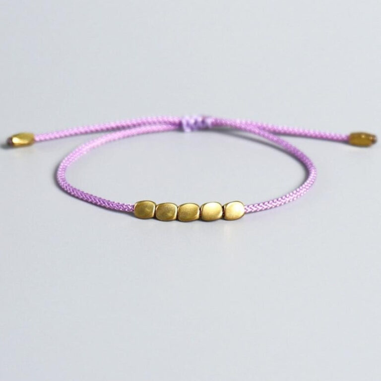 Bracelet Tresse Style Tibetain Orne De Perles Cuivrees Ajustable Artisanal 1