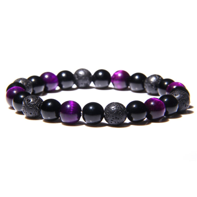 Bracelet Triple Protection Homme Femme Oeil De Tigre Obsidienne Et Hematite 1