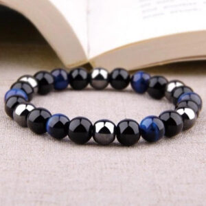 Bracelet Triple Protection Homme Femme Oeil De Tigre Obsidienne Et Hematite 11