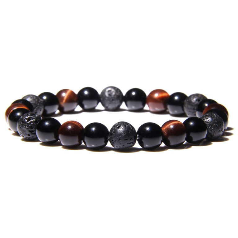Bracelet Triple Protection Homme Femme Oeil De Tigre Obsidienne Et Hematite 4