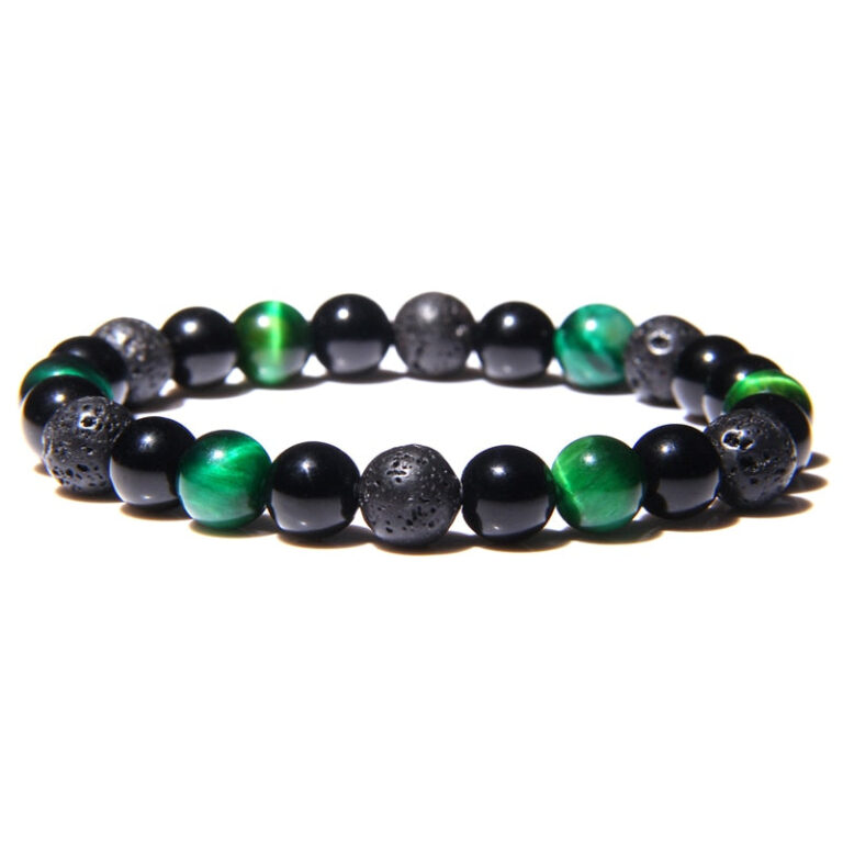 Bracelet Triple Protection Homme Femme Oeil De Tigre Obsidienne Et Hematite