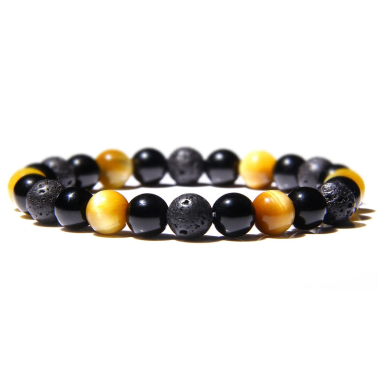 Bracelet Triple Protection Homme Femme Oeil De Tigre Obsidienne Et Hematite 9
